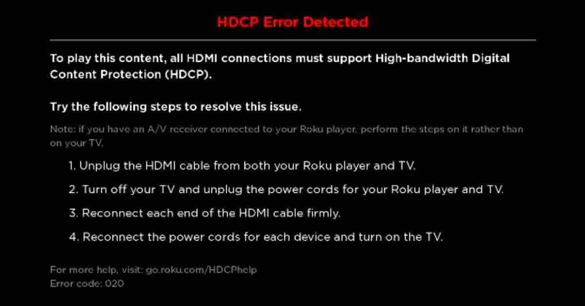 How To Fix Roku HDCP Error Detected | Error Code 020